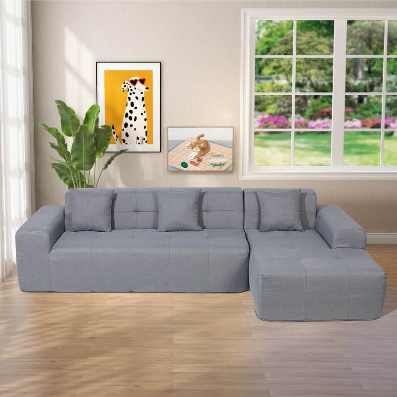 Outdoor Modern Sectional Sofa with L-Shape Chaise, Minimalist Modular Couch, No Assembly Required