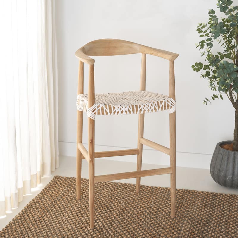 SAFAVIEH Foekje 43 Inch Bandelier Bar Stool - 25.2" x 21.3" x 43.3" - 25Wx21Dx43H