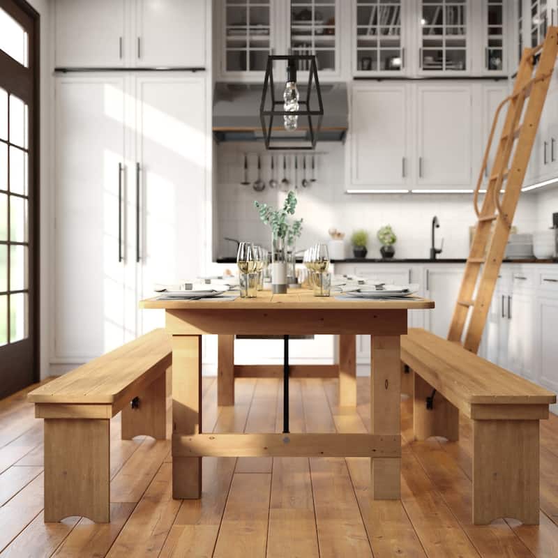 8' x 40" Rectangular Antique Rustic Solid Pine Folding Farm Table - 96"D x 40"W x 30"H