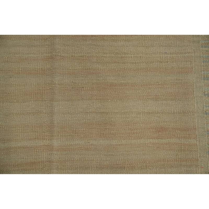 Hand Woven Oriental 100% Wool Carpet Southwestern Tribal Beige & Ivories Kilim Area Rug - 5' 7'' X 4' 1''