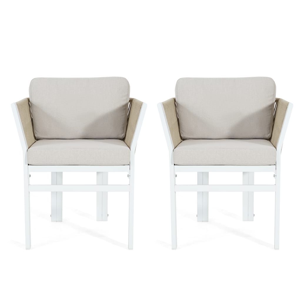 Christopher Knight Home - Outdoor Aluminum Dining Chair Set with Weather-Resistant Cushions