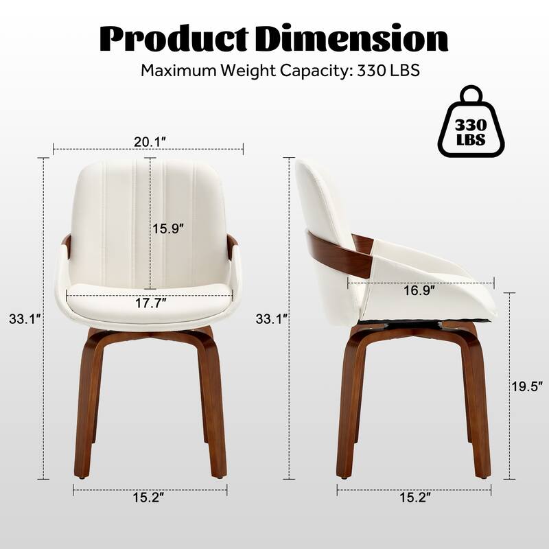 Upholstered Modern Faux Leather Swivel Dining Chairs Bentwood Side Chairs, Set of 2/4/6