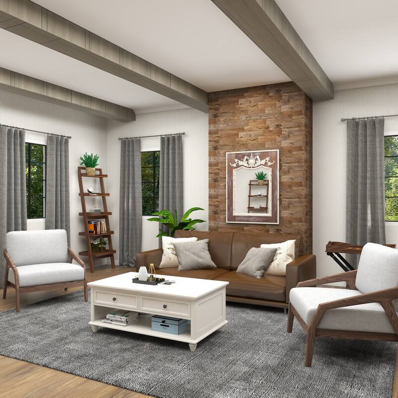 Brown Wood Carved Acanthus Floral Wall Mirror