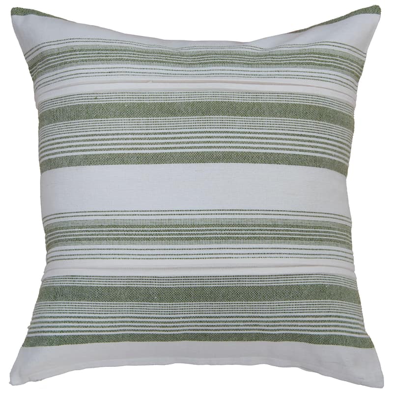 Rizzy Home Decorative Woven Stripe Throw Pillow - Cover Only - White/Dark Green