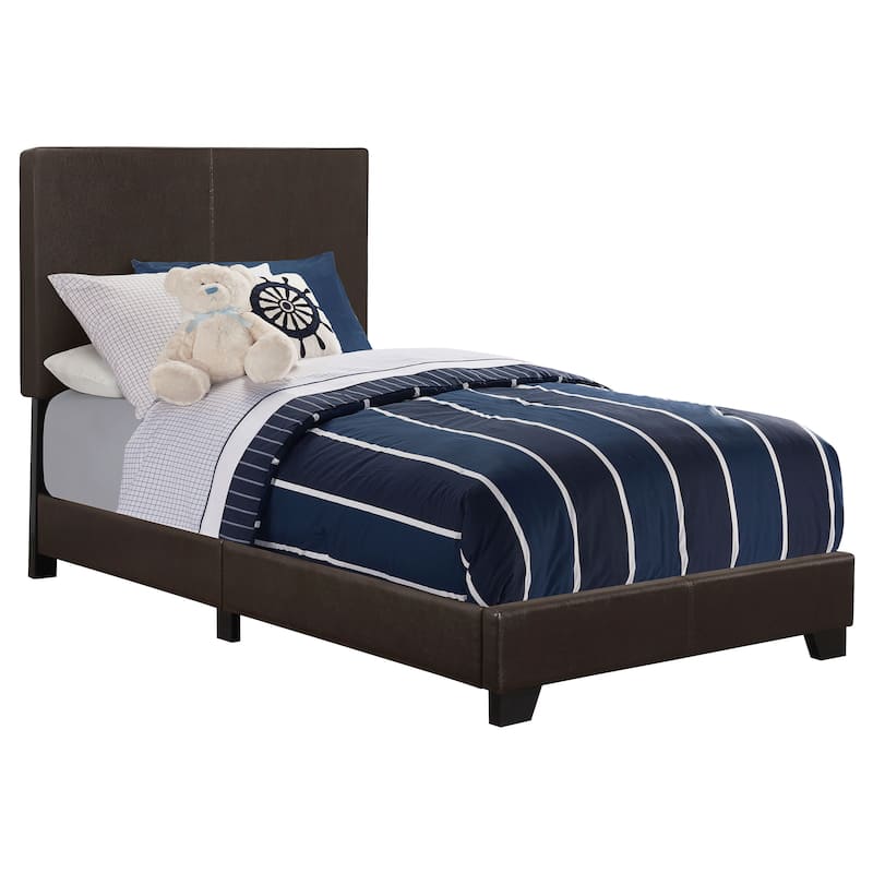 Dorian Transitional Leatherette Upholstered Panel Bed Brown
