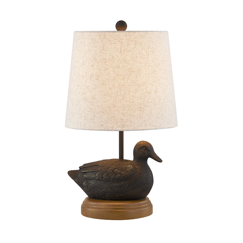 21"H Black Resin Duck Table Lamp With Shade - 12" x 12" x 21"