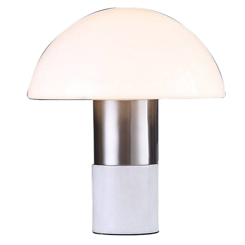 Lumina 15 Inch Table Lamp, Dome Shaped Shade, Slender Metal Stem, Nickel