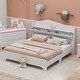 preview thumbnail 12 of 20, Wooden Full Size House Bed with Storage Headboard ,Kids Bed with Storage Shelf,Grey White