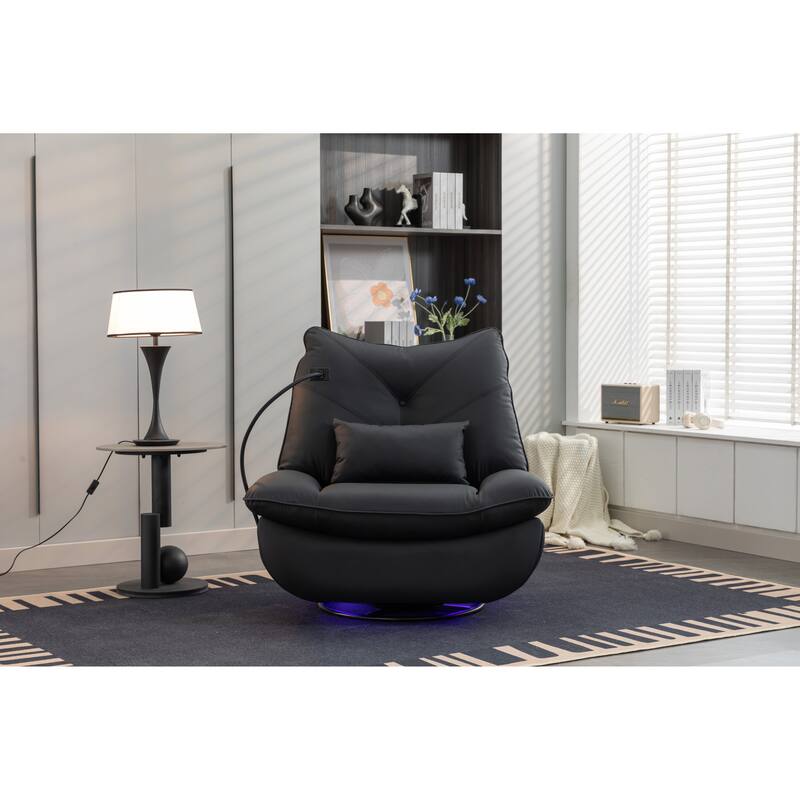 270° Swivel Glider Recliner Chair, Power Recliner with USB Port, Atmosphere Lamp