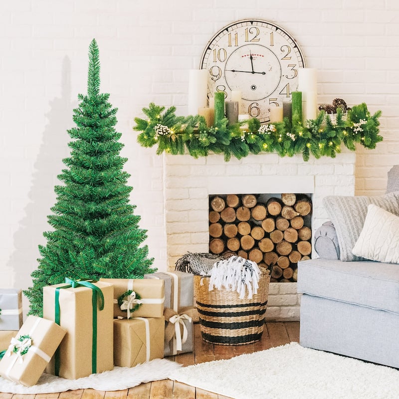Gymax 4.5ft Pre-Lit Pencil Christmas Tree Traditional Indoor - See Details