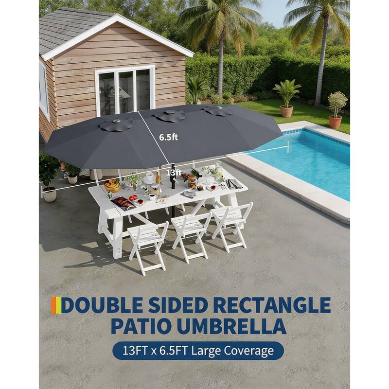 13ft Patio Umbrella, with Double Canopy, No Base