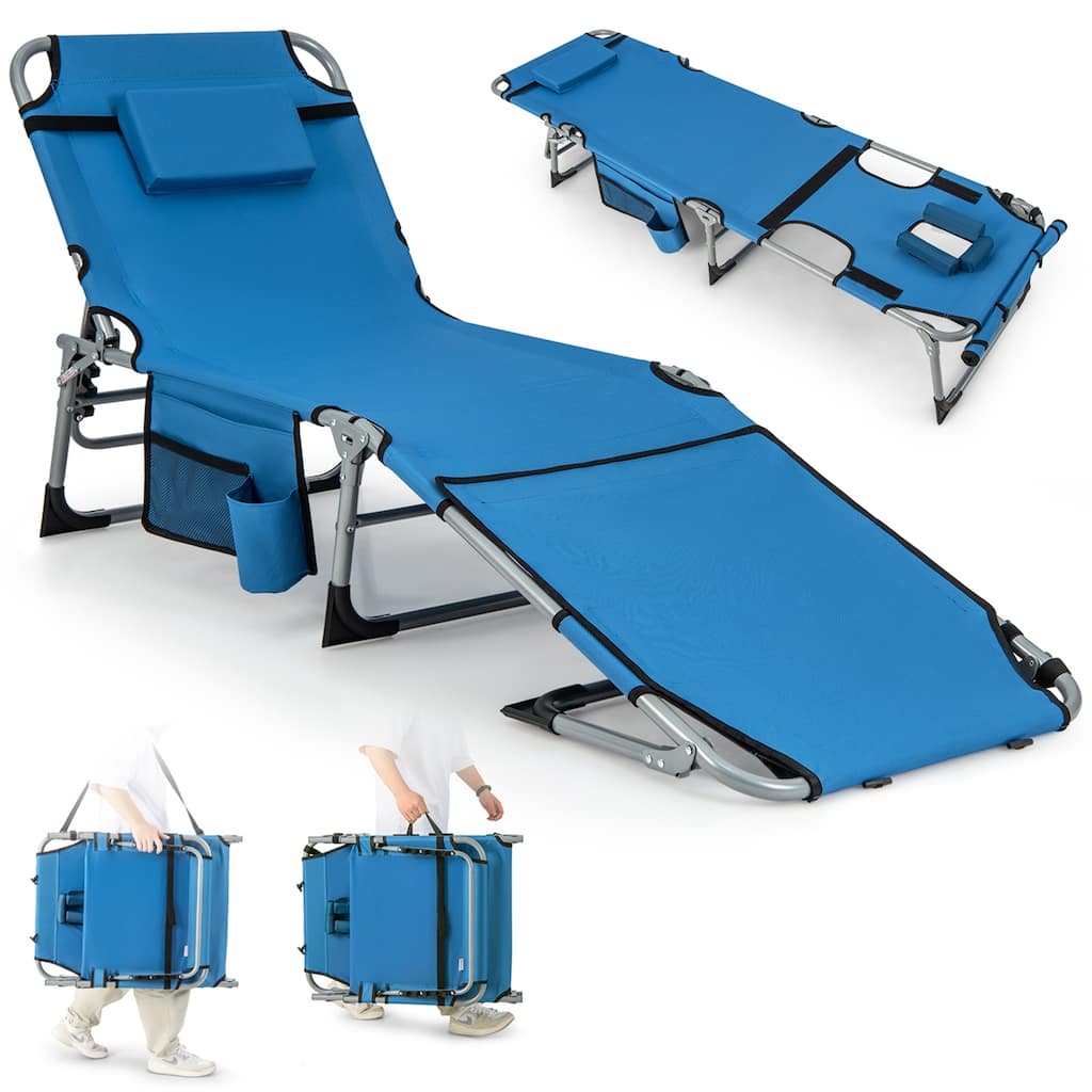 Costway Outdoor Folding Chaise 5-Position Lounge Chair with Face Hole - See Details