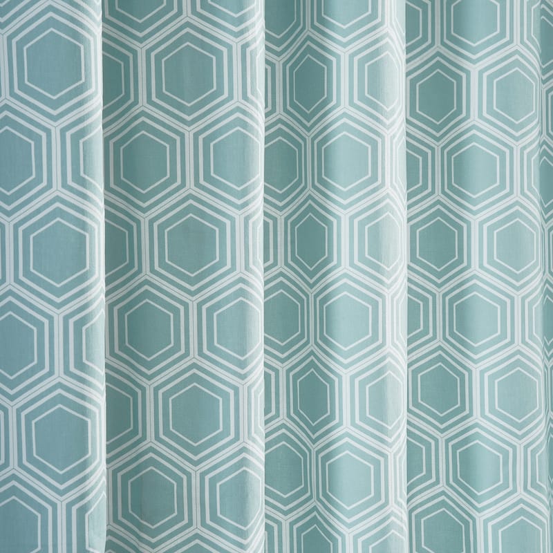 Exclusive Fabrics Modern Honeycomb Aqua Printed Cotton Room Darkening Curtain (1 Panel)