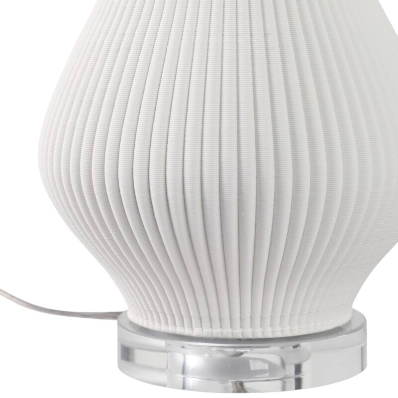 Modern Porcelain Teardrop Table Lamp with Textured Linen Shade - 24" - 24.0"