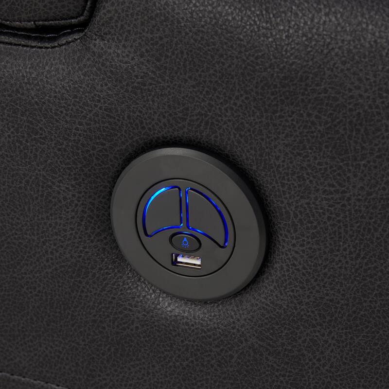 Terlingua Gray Vegan Leather LED Power Recliner with Speaker, Storage, USB and Wireless Charger by iNSPIRE Q Classic