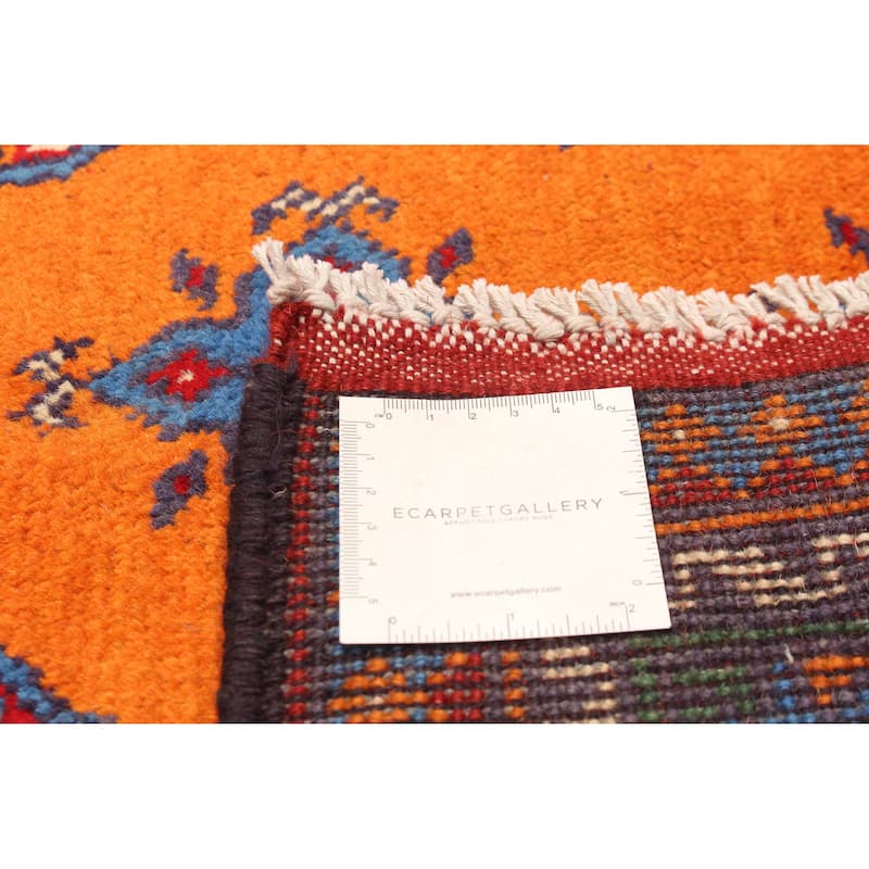 ECARPETGALLERY Hand-knotted Afghan Burnt Orange Wool Rug - 3'5 x 4'11