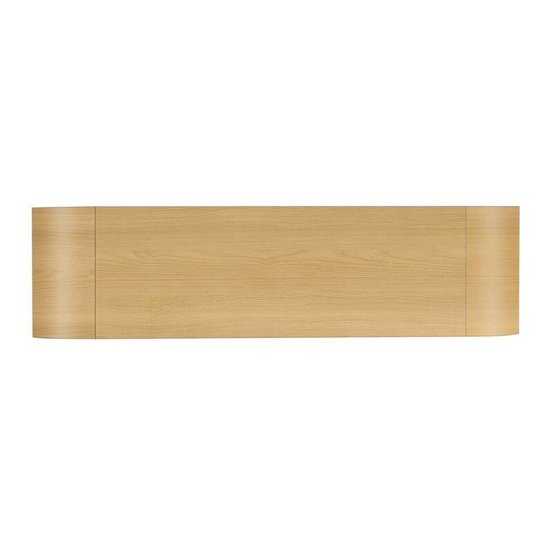 4-door Curved Corner Design Wavy Door Panel Cabinet with Adjustable Shelves, Suitable for Study, Living Room