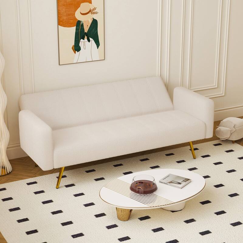 71.26" Teddy Velvet Three-Seater Sofa Bed,Beige