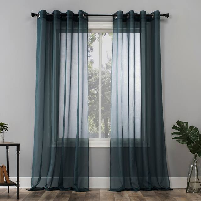 No. 918 Emily Voile Sheer Grommet Curtain Panel, Single Panel - 59x84 - Teal