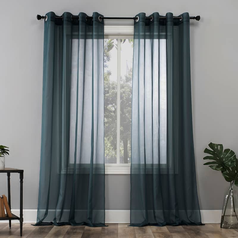 No. 918 Emily Voile Sheer Grommet Curtain Panel- Single Panel - 59x63 - Teal