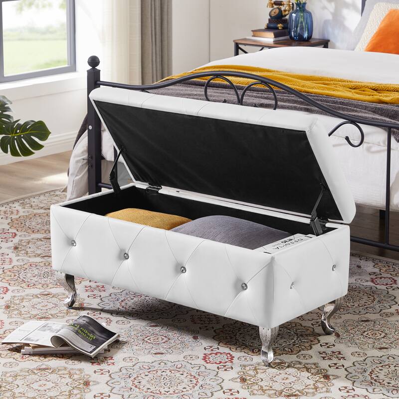 Storage Bench, Flip Top Entryway Bench Seat with Safety Hinge, Storage