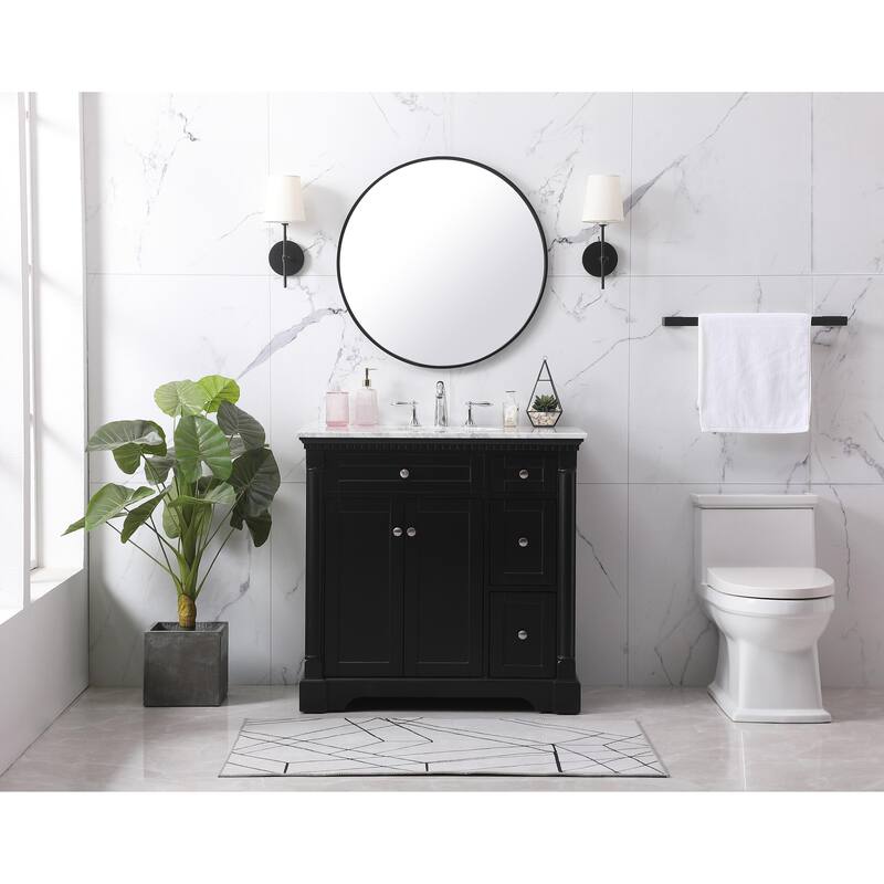 Petal 36 - 48 Inch Single Bathroom Vanity - Black - 36 Inches