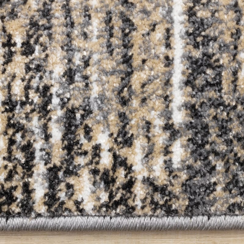 Grey Beige White Distressed Diamond Pattern Living Room Rug