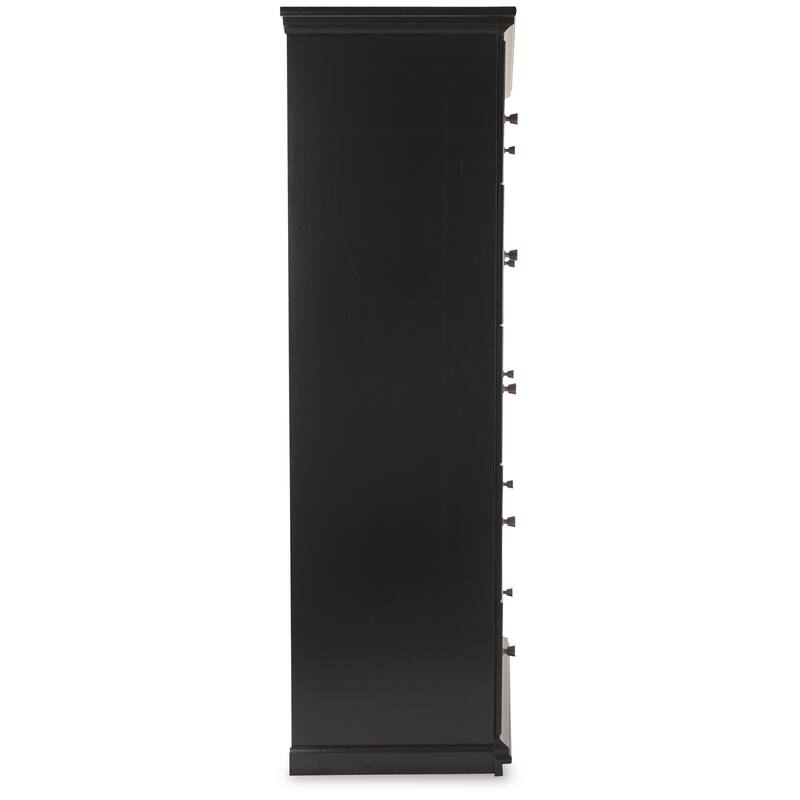 Boli Tall Dresser Chest, 5 Storage Drawers, Black Molded Trim Details