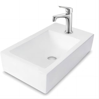 Dornberg 18x10 Inch White Ceramic Rectangle Wall Mount Bathroom Sink