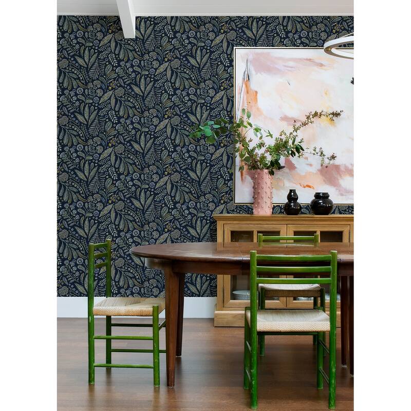 A-Street Prints Briar Navy Floral Wallpaper