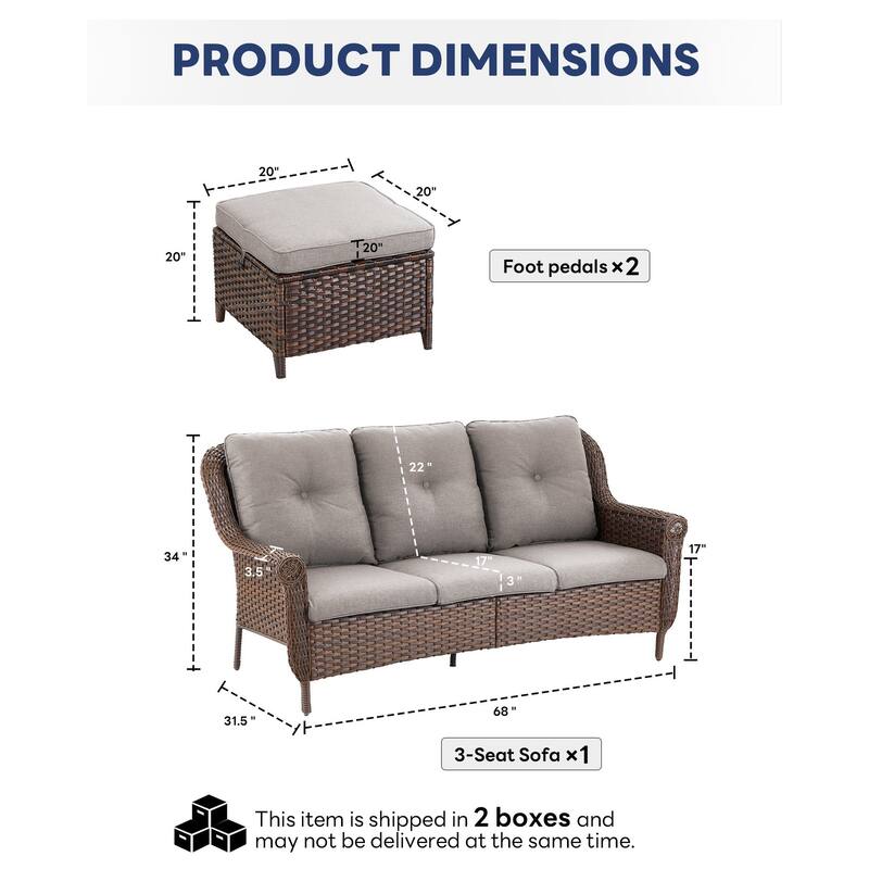 Pocassy Wicker Patio Conversation Set for Backyard