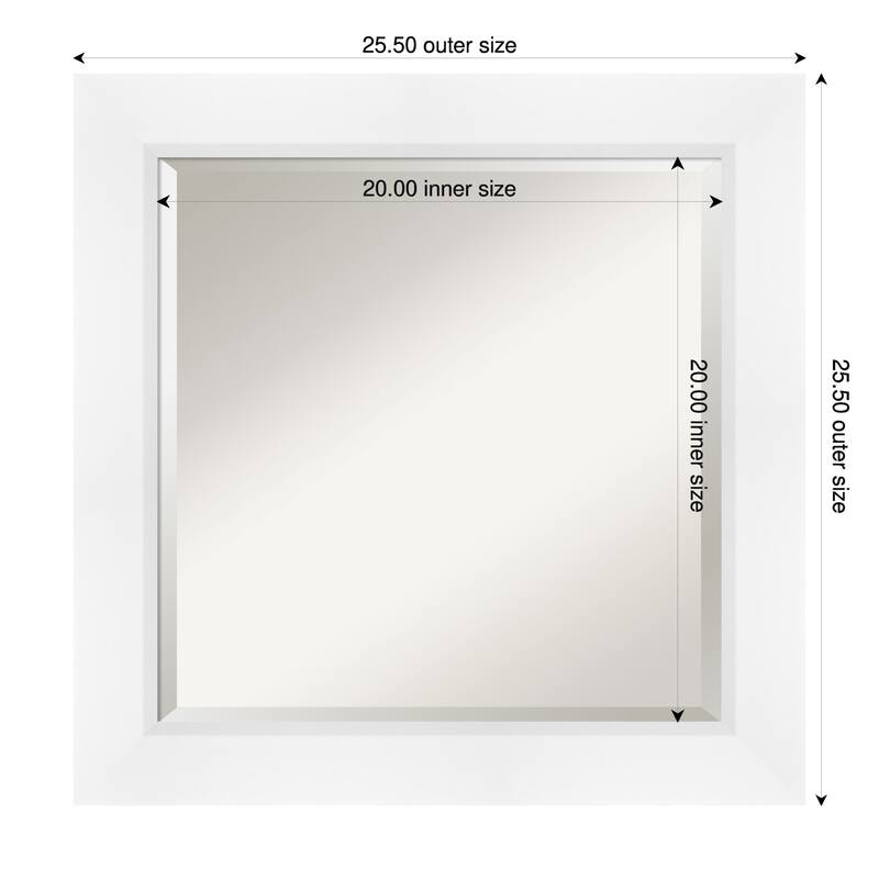 Sloped Beveled Framed Bathroom Vanity Wall Mirror - 26 x 26 in - Sloped White