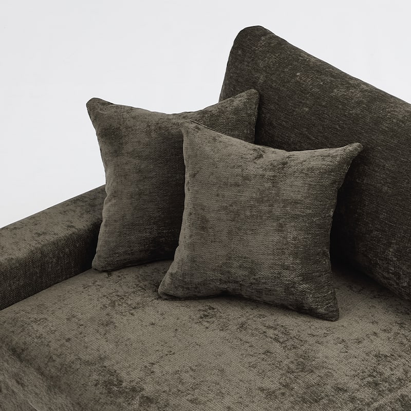 41" W Modern Chenille Corner Arm Accent Chair Sectional Module with Pillows