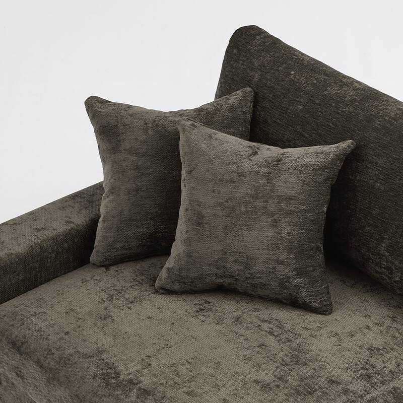 Modern Oversized Chenille Modular Sectional Sofa with Ottoman