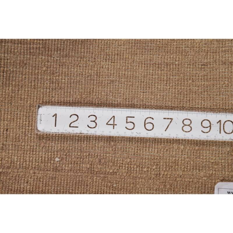 Gabbeh Modern Runner Rug Handmade Solid Brown Wool Carpet - 3'0"x 10'1"