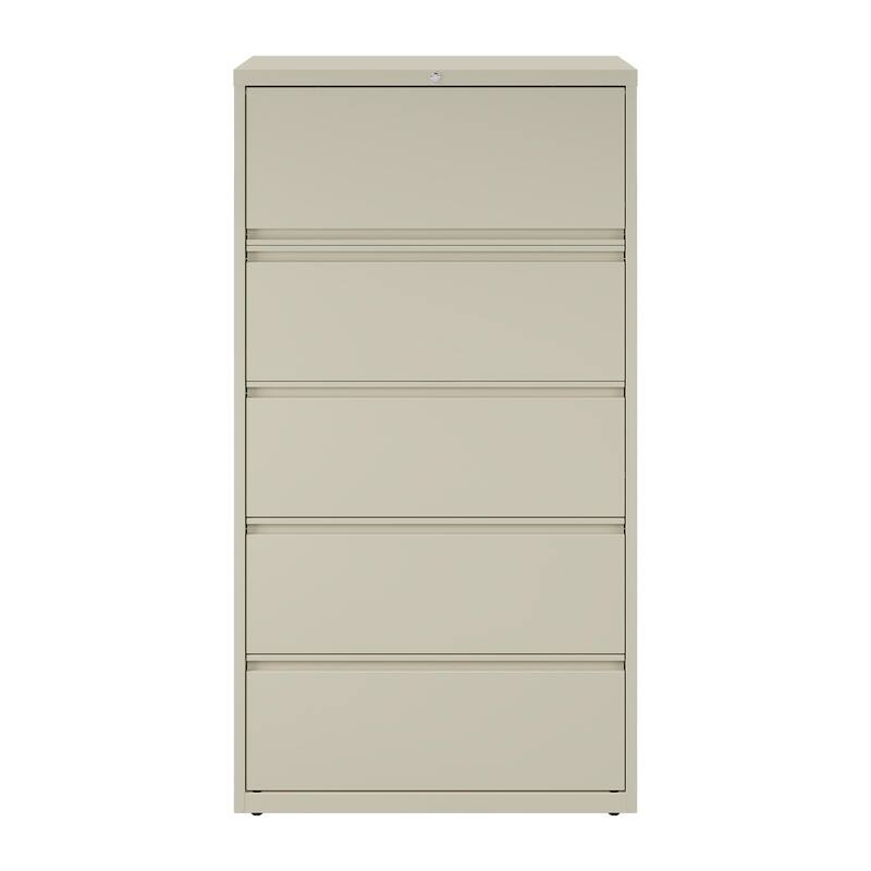 Hirsh 36-in Wide HL10000 Series 5 Drawer Lateral File Cabinet with Posting Shelf and Roll-Out Binder Storage, White
