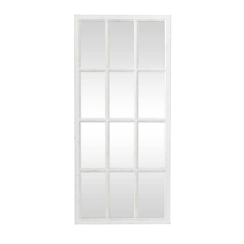 Wood Window Pane Inspired Room Wall Mirror - White - Roche River Decor - White