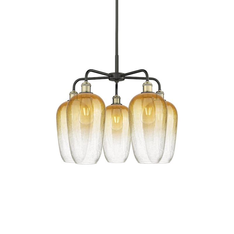 Innovations Lighting 516-5CR-21-26 Brookhaven Flute Chandelier - Black Antique Brass / Amber