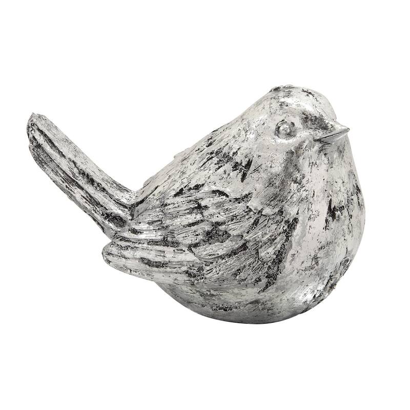 Polystone Bird Decorative Sculpture - Set of 2 Silver or Gold - Roche River Decor