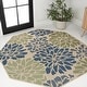 preview thumbnail 196 of 200, JONATHAN Y Floral Textured Weave Indoor/Outdoor Area Rug 5' Octagon - Navy/Green