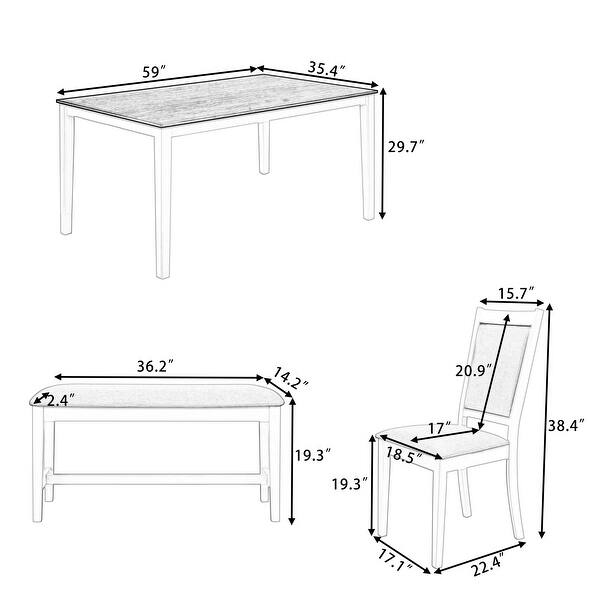 Solid Wood Dining Table Set with Rectangular Table - Bed Bath & Beyond ...