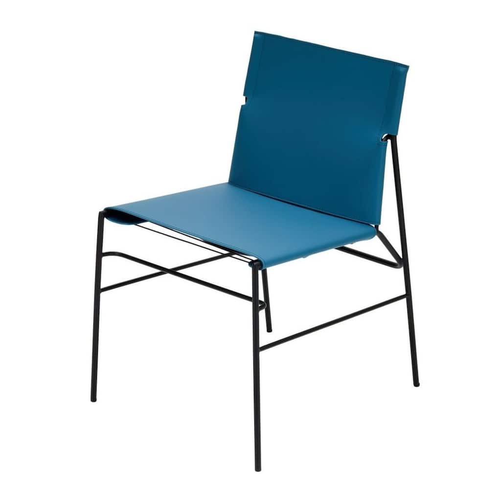 Aria Home Set of 2 Sand Eloi High Back Recycled Leather Dining Chairs