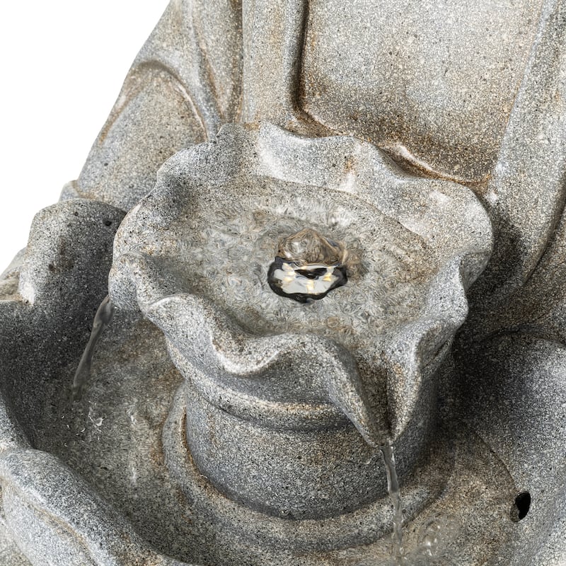 Glitzhome 28.25"H Zen Style Meditating Buddha Statue Patio Fountain with LED Lights - 28.25"