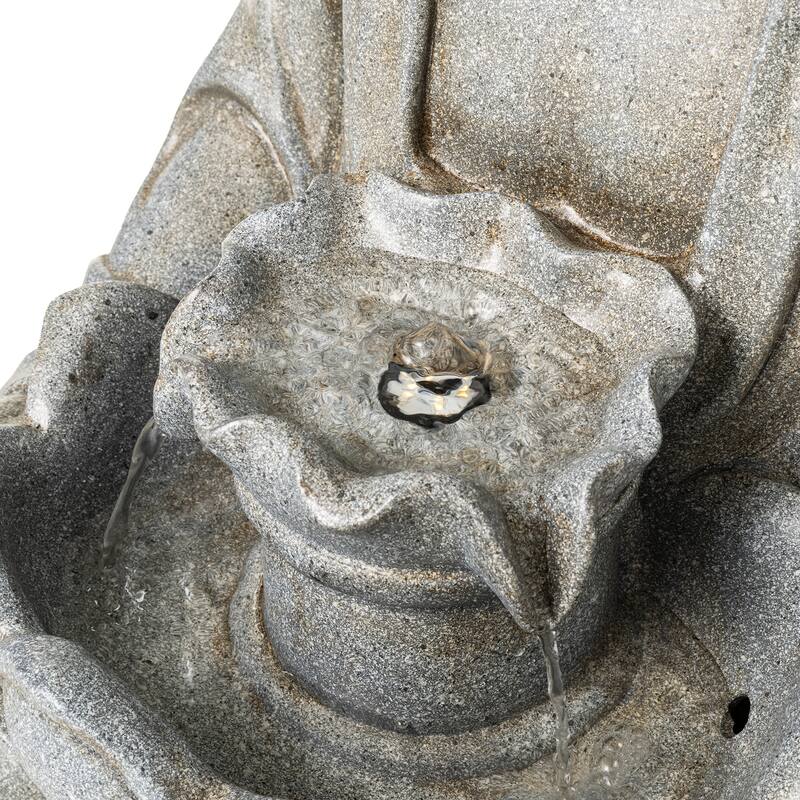 Glitzhome Polyresin Meditating Buddha Frog/Elephant Statue Outdoor Water Fountain with LED Lights