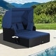 preview thumbnail 9 of 61, Outdoor Patio Daybed with Canopy and Foldable Side Trays - 65" x 60.5 x 58.5"
