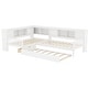 preview thumbnail 18 of 34, L-Shaped Twin Platform Bed with Trundle, Solid Wood Frame, Built-In Drawers & Shelves, No Box Spring Needed