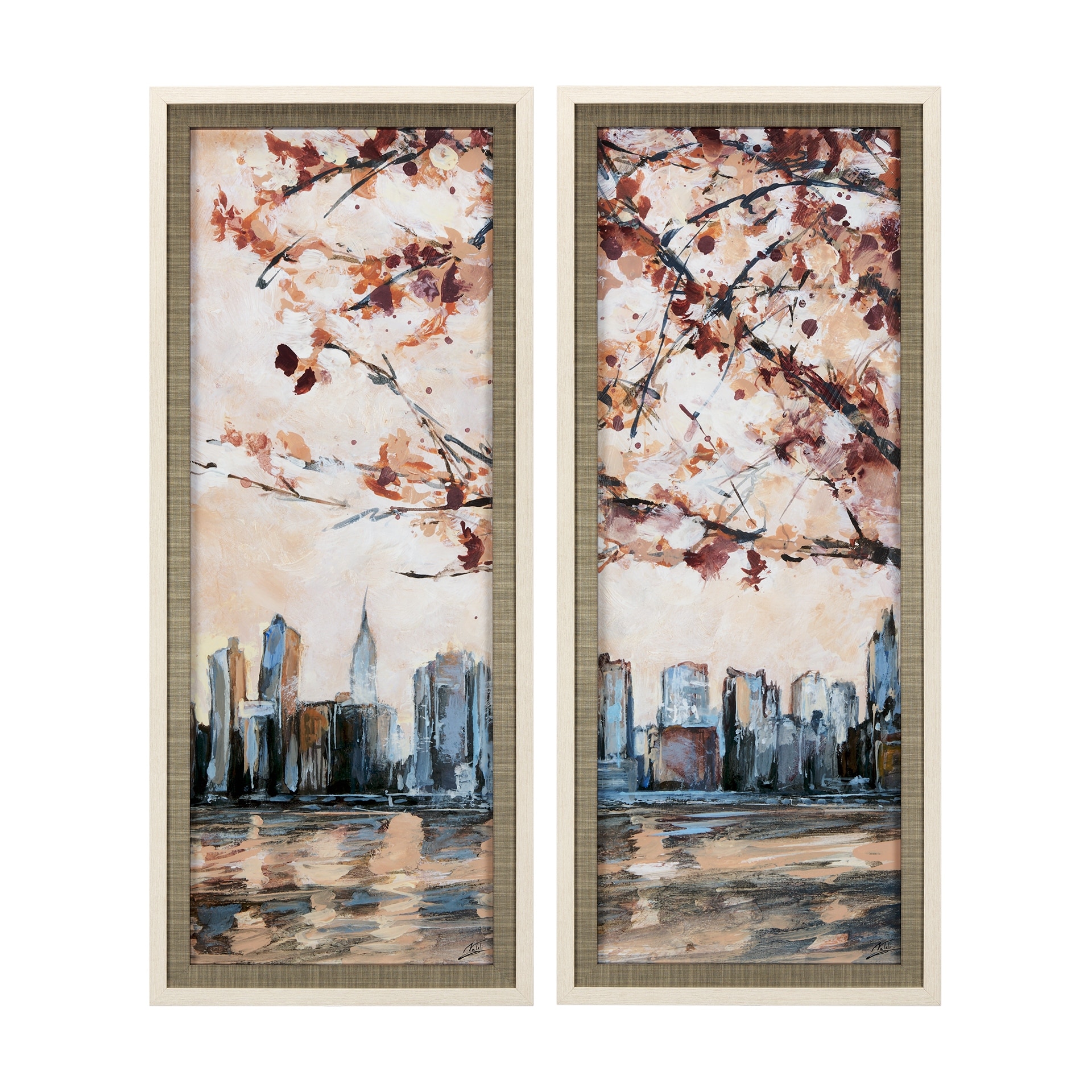 City Sunset by Mercana Studio a Hand Embellished Textured Framed Art Print Matted under Glass