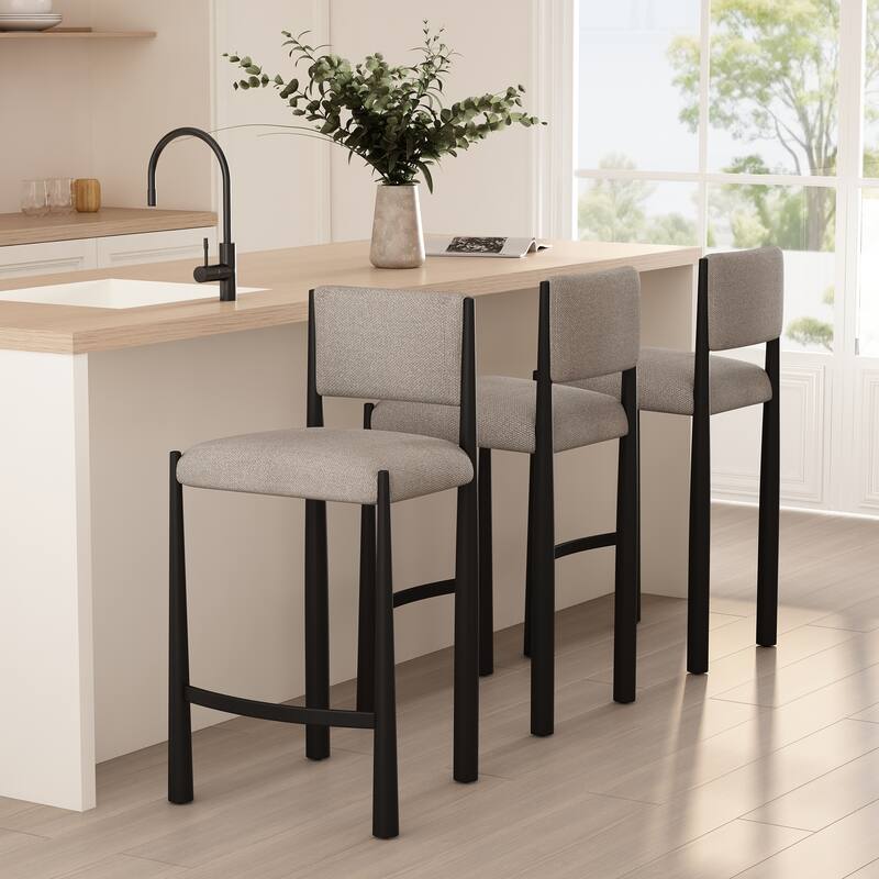 Manhattan Comfort Lennor Metal Boucle Counter Stool