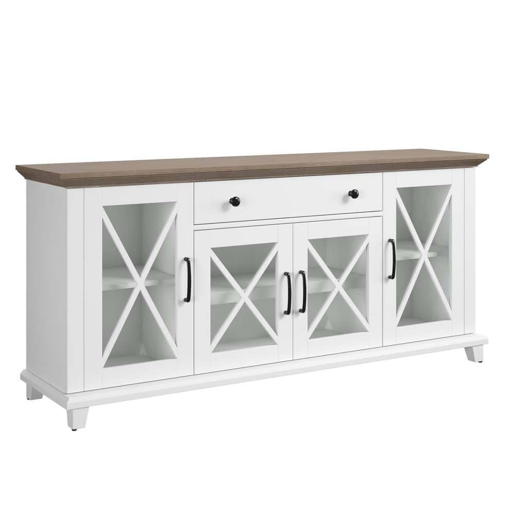 Two-Tone Modern Farmhouse Sideboard, White/Birch