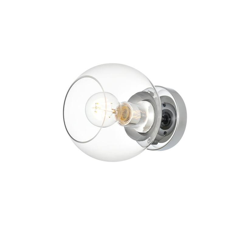 Roger 1 Light Black and Clear Bath Sconce - Chrome - 7